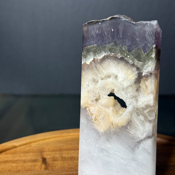 Fluorite Slab Cube Pyrite Inclusions Barite Feathered Slice Natural A - Picture 4 of 14